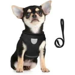 Kuber Dog Harness with Leash, No-Pull, Adjustable & Reflective (Medium, Black)