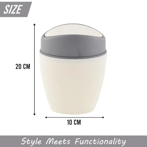 Image of Kuber Industries 1.25 Ltr Plastic Mini Dustbin for Study Table/Bedroom/Bathroom with Swing Lid 