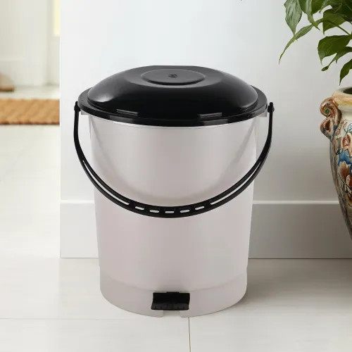 Image of Kuber Industries 10 Ltr Plastic Dustbin for Home with Pedal, Lid & Handle | Dustbin for Kitchen, Bathroom & Office | Gar