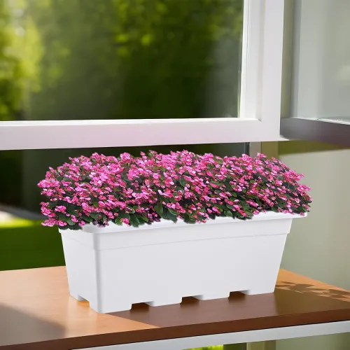 Image of Kuber Industries 17Inches White Window Planter Pot