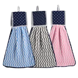 Kuber Industries 3 Pcs Microfiber Wash Basin Hand Towel with Hanging Loop | 