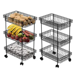 Kuber Industries 3-Layer Metal Kitchen Trolley (Pack of 2)