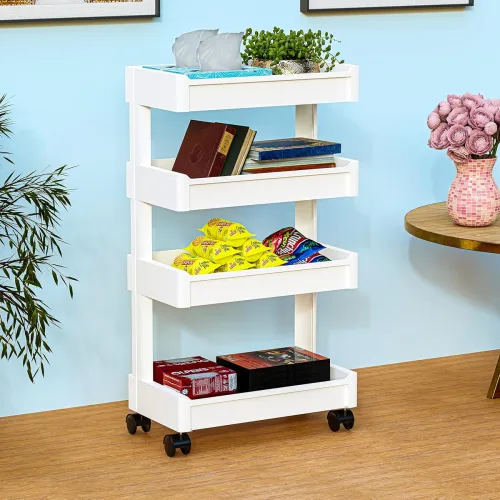 Image of Kuber Industries 4-Layer Plastic Stackable Rack