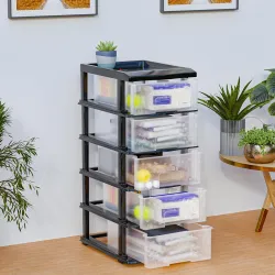 Kuber Industries 5-Layer Collapsible Multipurpose Plastic Drawers Storage Organizer |