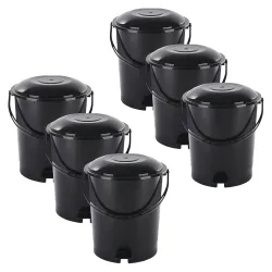 Kuber Industries 7L Pedal Dustbin (Black, Pack of 6)