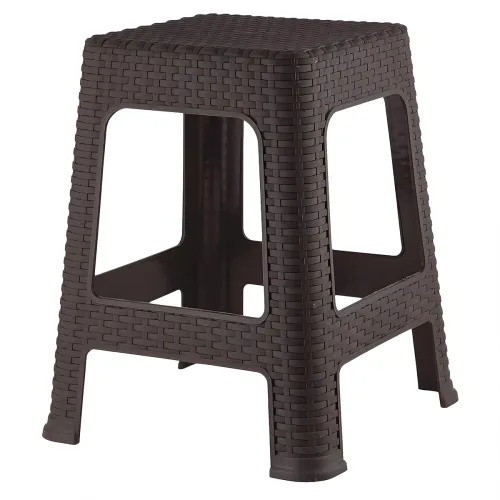Image of Kuber Industries Brown Plastic Non-Slip Lightweight Sitting Stool for Indoor or
