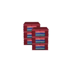 Kuber Industries Clothes Organizer For Wardrobe (Pack of 6) - Storage Organizer For Saree | Shirts | Salwaar Suit and Lehenga - Dress Organizer For Wardrobe - Saree Covers With Zip (Maroon)