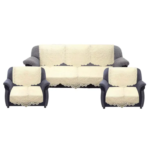 Image of Kuber Industries Cotton Circle Design 5 Seater Sofa Cover Set