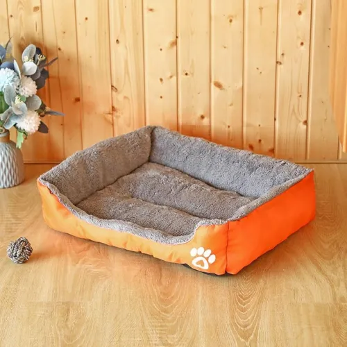 Image of Kuber Industries Dog & Cat Super Soft Plush Top Pet Bed | Oxford Cloth Polyester Filling | Machine Washable | Rectangula
