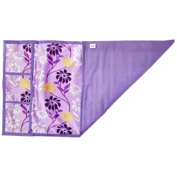 Kuber Industries Flower Design Cotton Fridge Top Cover - Purple, Standard
