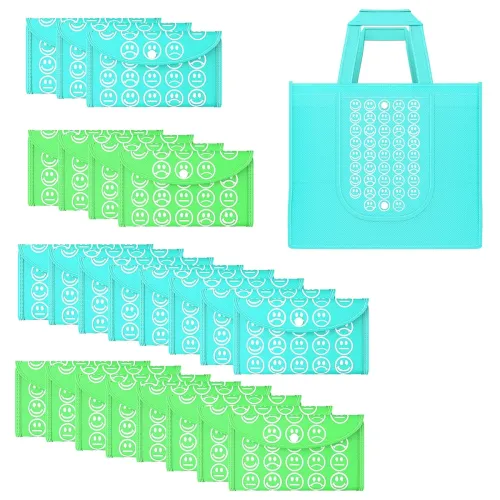 Image of Kuber Industries Foldable Shopping Bags Pack of 24 (Blue & Green)