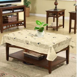 Kuber Industries Leaf Print Cotton Table Cover 4 Seater 