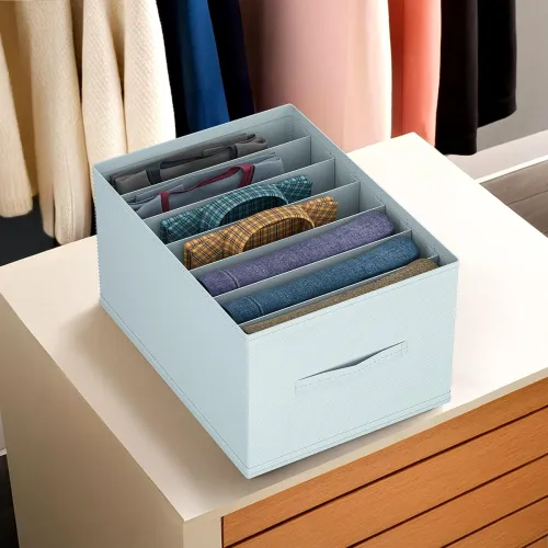 Image of Kuber Industries Non Woven Medium Foldable Clothes Organiser with 7 Grid