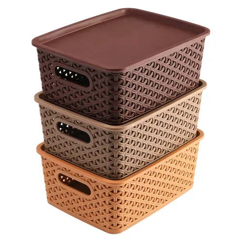 Image of Kuber Industries Multipurpose Solitaire Storage Basket with Lid|Strong Plastic