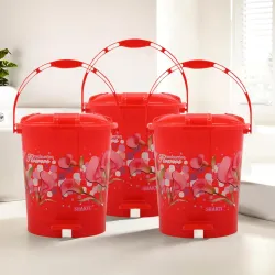 Kuber Industries Pack of 3 Pedal Dustbin - 10 Liter Kitchen and Bathroom Bin With Lid - Wet & Dry Waste Bin With Handle 