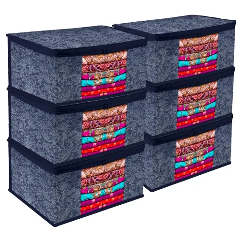 Image of Kuber Industries Pack of 6 Non Woven Printed Saree Bags / Covers for Cloth Storage