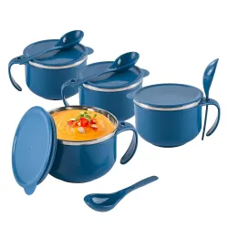 Kuber Industries Pack of 4 Airtight-Lid 600ml Stainless Steel Soup Bowl