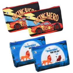 Kuber Industries Pack of 4 Pencil Pouch | Square Stationary Pouch | Pen-Pencil Box for Kids | School Geometry Pouch | Pencil Utility Bag | Disney Pencil Organizer | Red & Blue