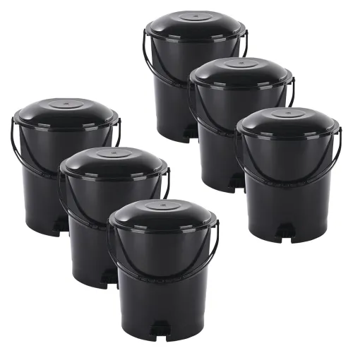Image of Kuber Industries Pack of 6 Plastic Dustbin for Home with Pedal Lid & Handle | 7 Ltr Dustbin for Kitchen Bathroom & Offic