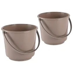 Kuber Industries 2 Pcs Compact Size Plastic 5 Litre Bucket for Kitchen, Cleaning & Water Storage – Small Lightweight and Easy to Carry Utility Bucket Ideal for Mopping - Plain - Brown