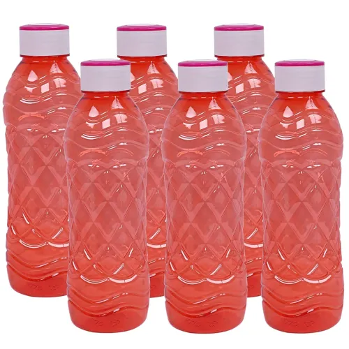 Image of Kuber Industries Plastic 6 Pieces Fridge Water Bottle Set- 1000 ML (Red)