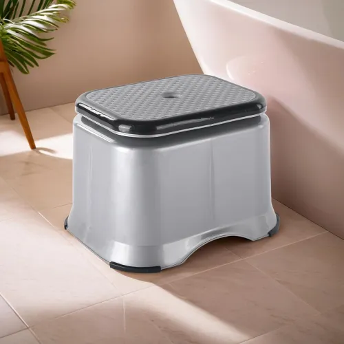 Image of Kuber Industries Plastic Anti-Slip Bathroom Stool For Bathing| Comfortable Indoor
