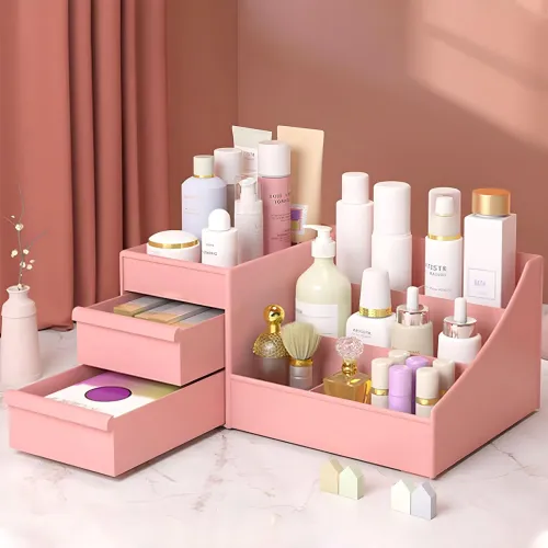 Image of Kuber Industries Plastic Drawer Storage Organizer (Peach)