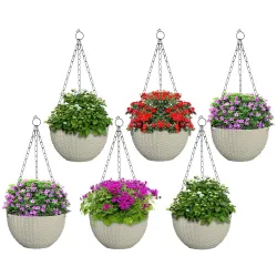 Kuber Industries Plastic Hanging Flower Pot Set of 6