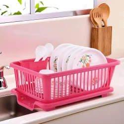 Kuber Industries Plastic Sink Dish Drainer Rack