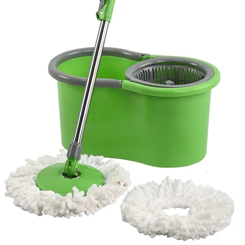 Image of Kuber Industries Plastic Spin Mop Bucket | Extendable Handle Moppers for Cleaning Floor with 2 Refills | 360° Floor Clea
