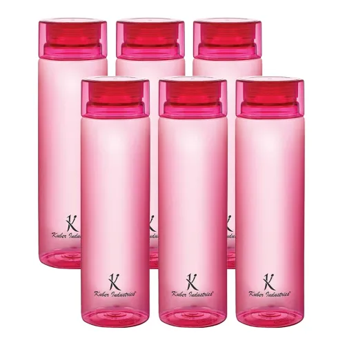 Image of Kuber Industries Plastic Water Bottles -1 Litre Water Bottle (Set of 6), Pink | Break Proof, Multipurpose, BPA Free, Ide