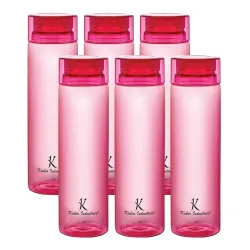 Kuber Industries Plastic Water Bottles -1 Litre Water Bottle (Set of 6), Pink | Break Proof, Multipurpose, BPA Free, Ide