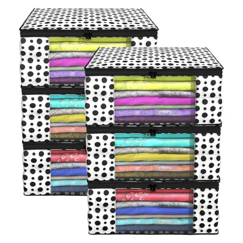 Image of Kuber Industries Polka Dots Design 6 Piece Non Woven Fabric Saree Cover/ Clothes