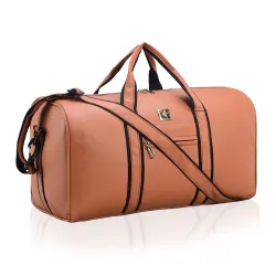 Kuber Industries Premium Leather Duffle Bags for Travel for Women & Men | Spacious Cabin Bag with Detachable Shoulder St