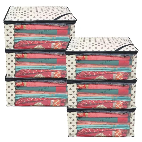 Image of Kuber Industries Pack of 6 Polka Dot Saree Cover