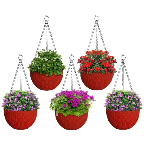 Image of Kuber Industries Set of 5 Plastic Hanging Flower Pot