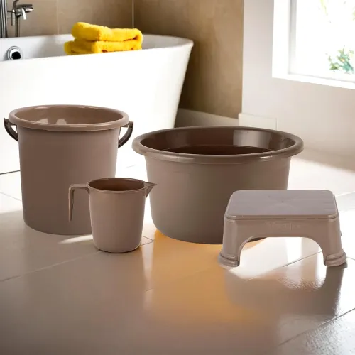 Image of Kuber Industries Set of 4 Bathroom Combo Set | Bathing Set | Bathware Set | Tub-Bucket-Mug & Stool Combo Set for Bathroo