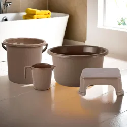 Kuber Industries Set of 4 Bathroom Combo Set | Bathing Set | Bathware Set | Tub-Bucket-Mug & Stool Combo Set for Bathroo