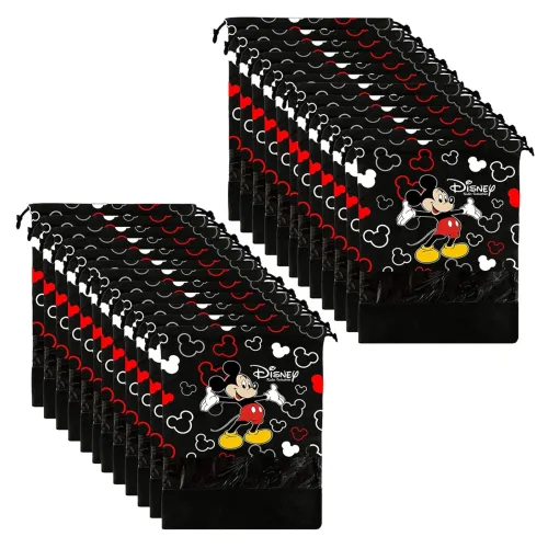 Image of Kuber Industries Shoe Cover for Traveling|Disney Mickey Print Non Woven Drawstring Bag|Shoe Bags for Shoes, Slipper, Hee