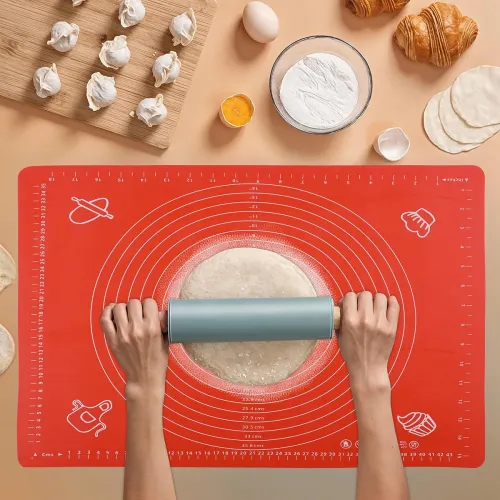 Image of Kuber Industries Silicone Mat for Chapati Red