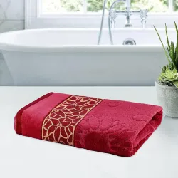 Kuber Industries 450 GSM Soft Blend Cotton Bathing Towel For Men/Women | Fade/Wrinkle Resistant Towels | 30x60 Inches - Velvet Maroon
