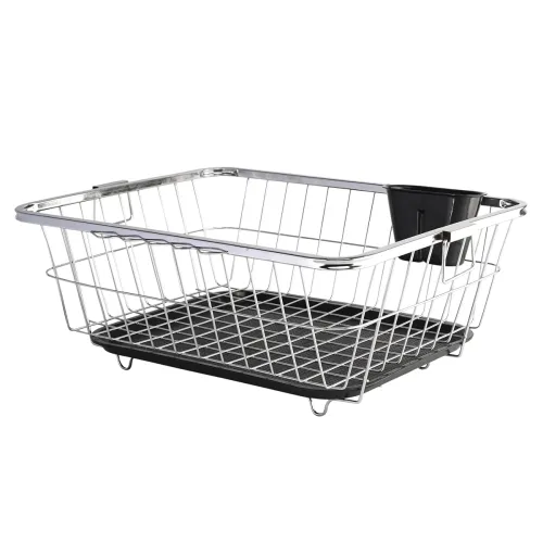 Image of Kuber Industries Stainless Steel Dish Rack for Kitchen | Vessels Organizer Stands with Handle | Spoon Holder & Draining 