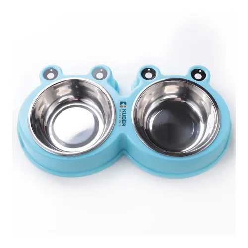 Image of Kuber Industries Stainless Steel Dog Bowl (Blue)