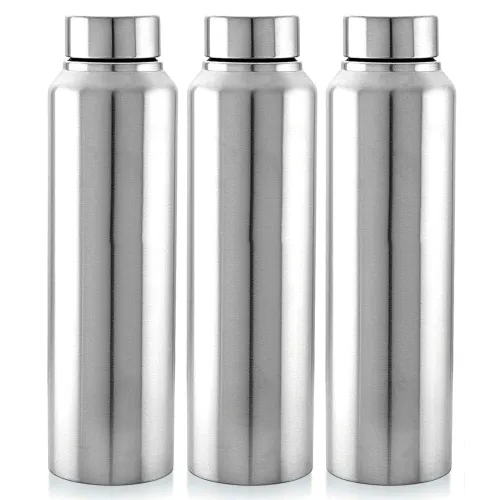 Image of Kuber Industries Stainless Steel Fridge Bottles – 3 x 1000ml