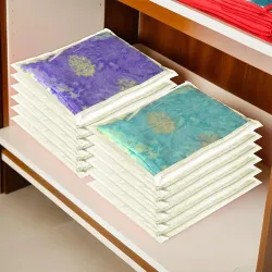 Kuber Industries Clothes Organizer For Wardrobe (Pack of 12) - Single Storage Organizer For Saree | Salwar Suit and Lehe