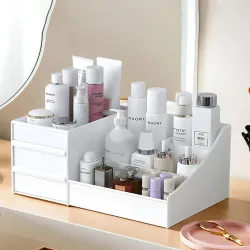  Kuber Industries White Wardrobe Makeup Organiser