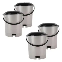 Kuber Industries Pack of 4 Plastic Dustbin for Home with Pedal, Lid & Handle | 10 Ltr Dustbin for Kitchen, Bathroom & Of