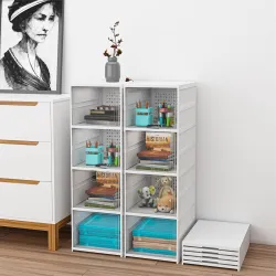 Kuber Industries (Pack of 2) 4-Tier Transparent Plastic Collapsible Space Saving Closet 