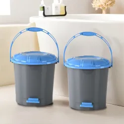 Kuber Industries Plastic (Pack of 2) Pedal Dustbin (7 LTR) Dustbin with Lid | Garbage Bin with Handle | Dustbin for Kitc