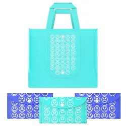 Kuber Industries Pack of 4 Foldable Shopping Bags For Women | Grocery/Vegetable Bags For Market | Thela & Daily Use Bags | Smile- Blue & Dark Blue